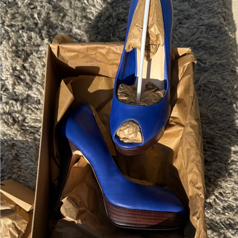 Cole Haan Royal Blue Peep-Toe Heels